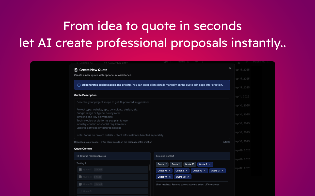 AI Quote Generation - Watch how it works